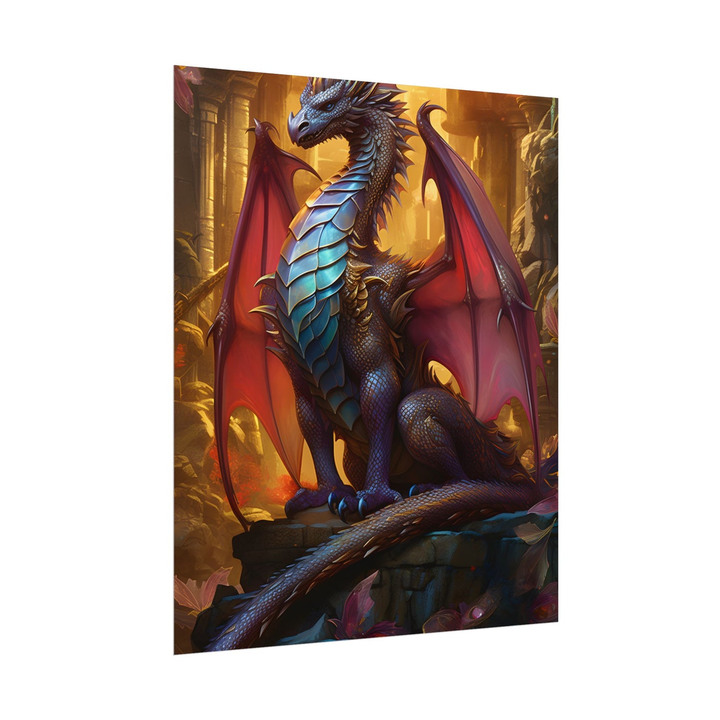 Ancient Dragon Guardian: Fantasy Artwork - Dragon Art - Poster