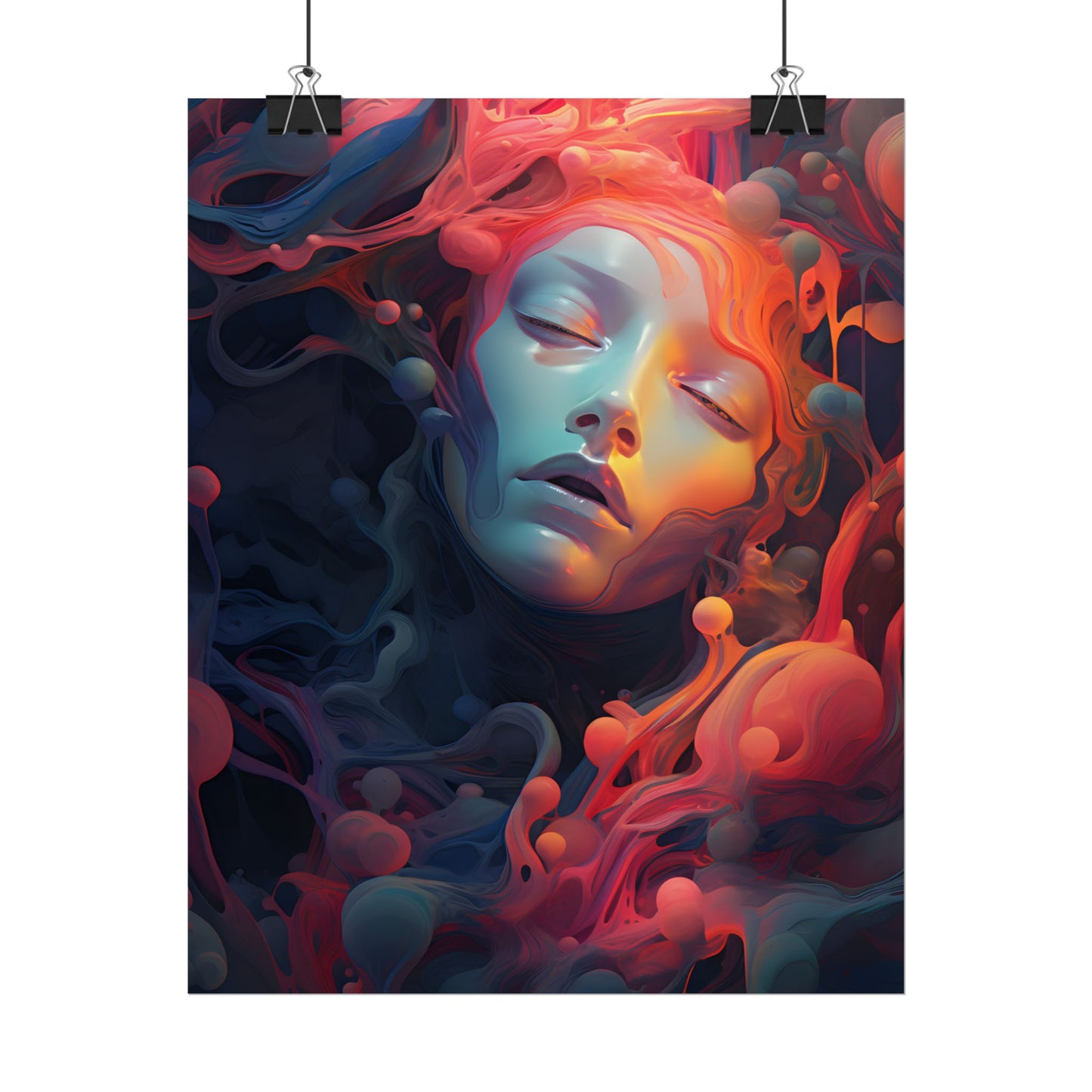 Abstract Cyber Dreamscape: Digital Artwork - Poster