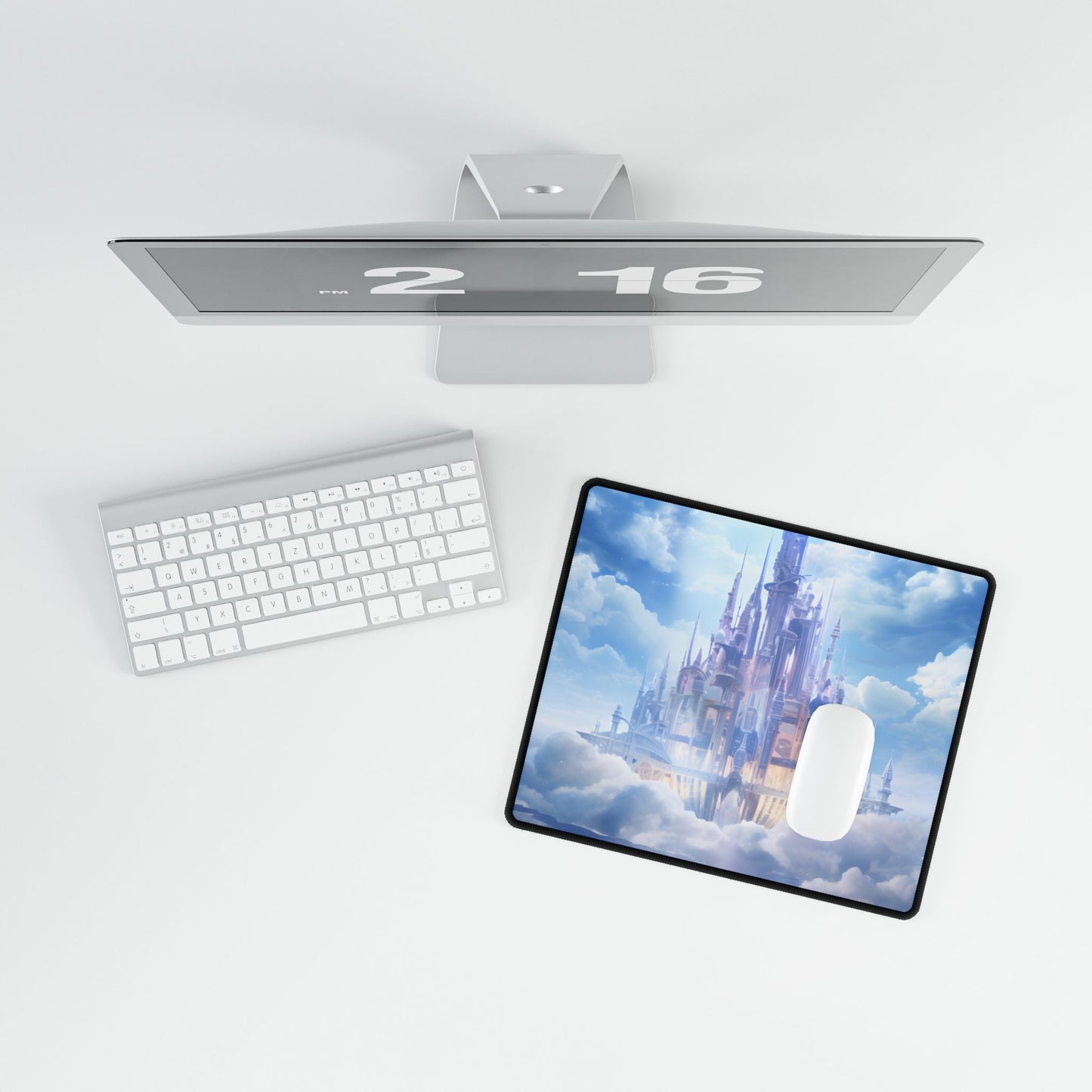 Celestial Fantasy Realm: Floating City in the Sky Artwork - Desk Mat