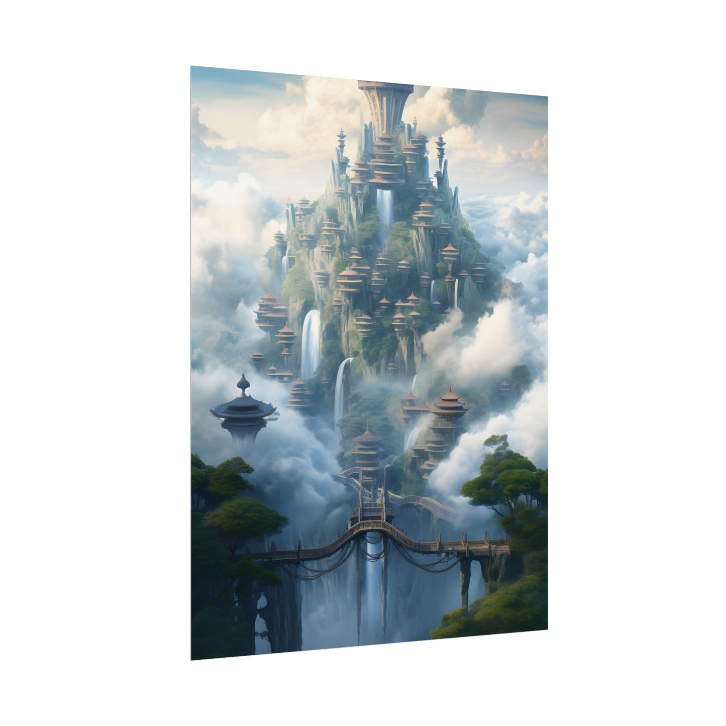 Surreal Floating City: Celestial Fantasy Realm Artwork - Poster