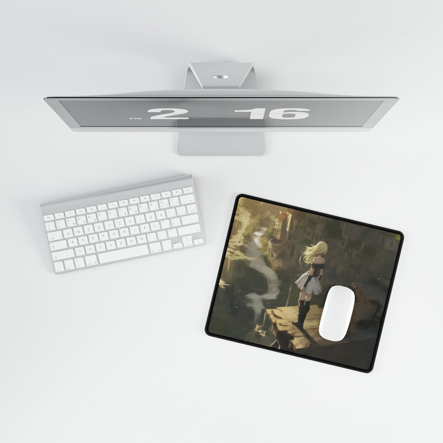 Dramatic Anime Blonde Female Digital Art - Desk Mat