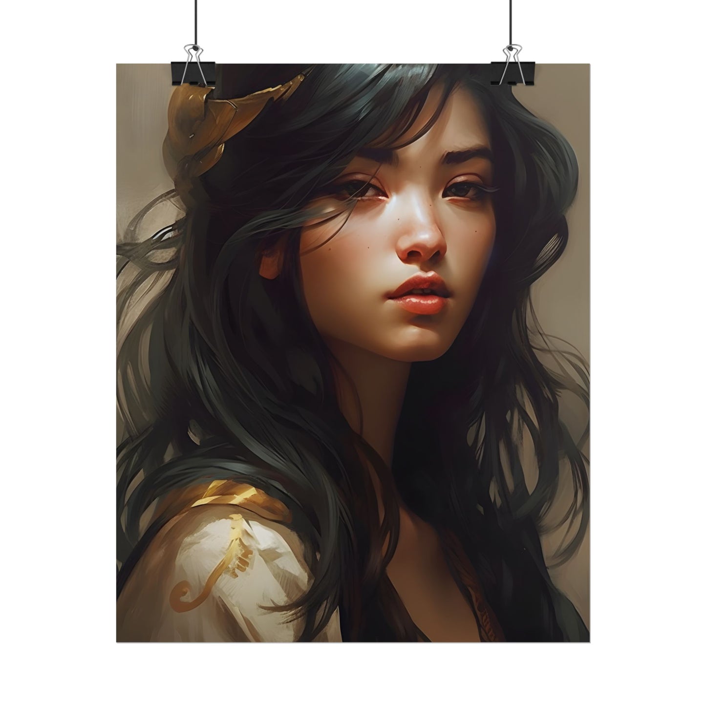 Astonishing Black Haired Portrait: Digital Artwork - Poster