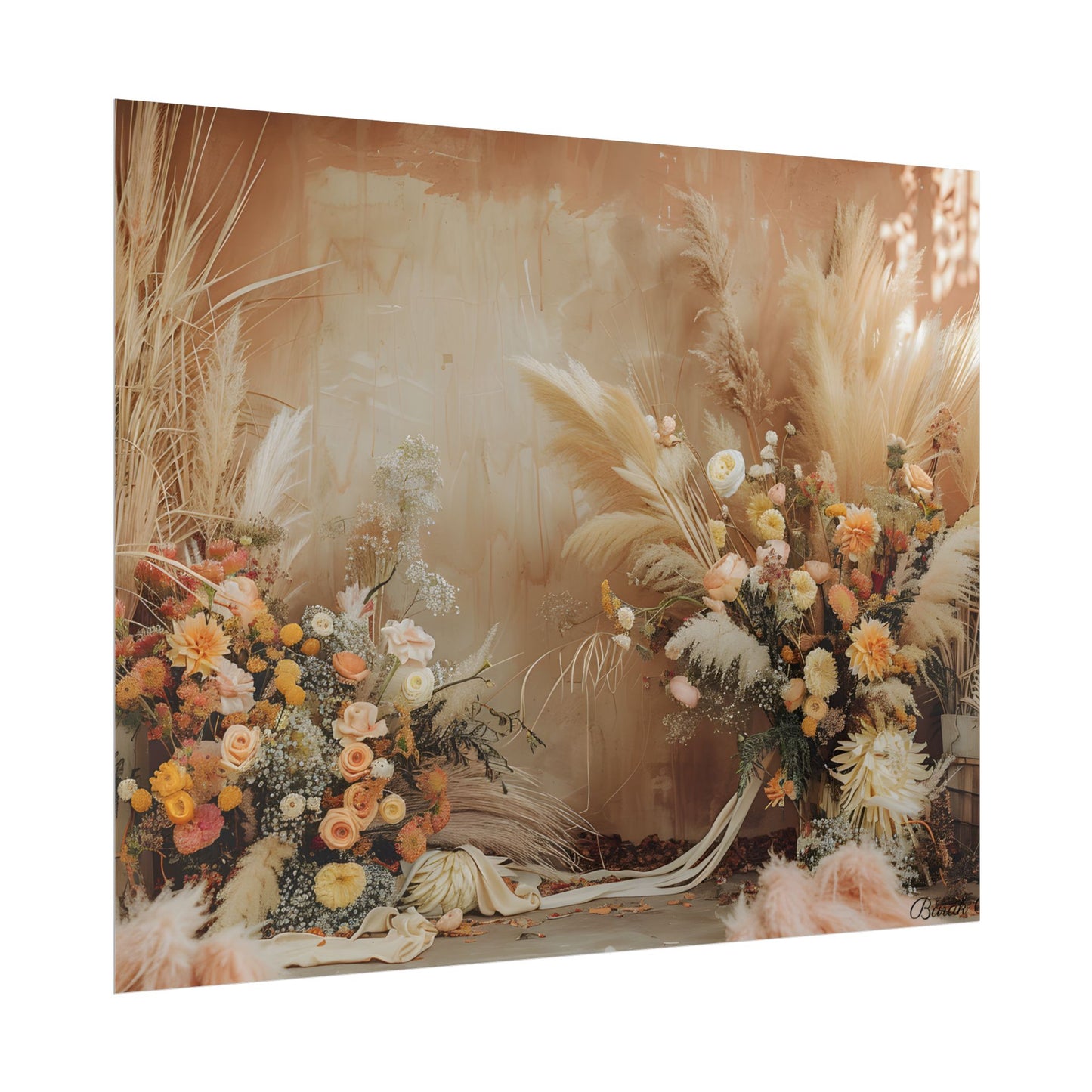 Whimsical Floral Pampas Find: Explore Calming Artwork - Poster
