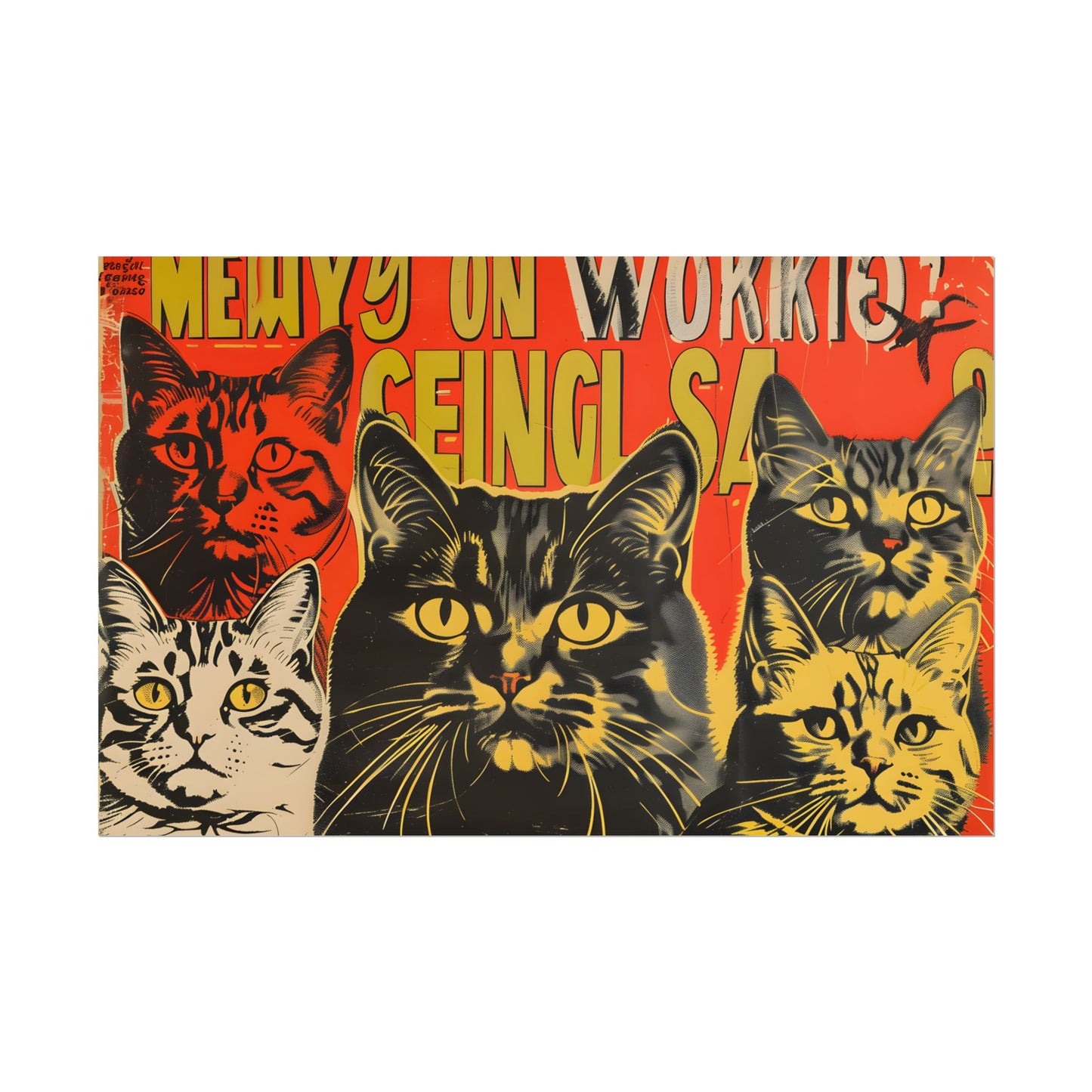 Whisked Away: A Soviet-Inspired Poster Featuring Multiple Feline Friends - Poster