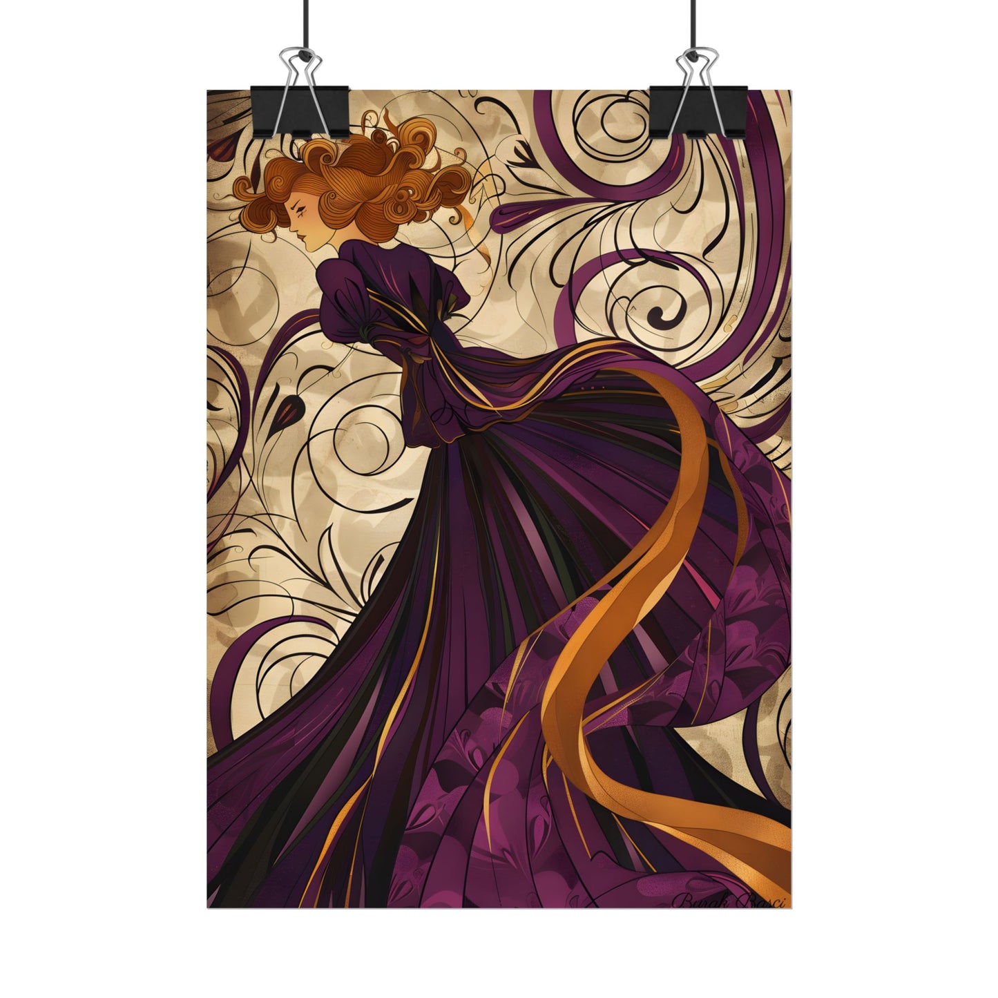 Art Nouveau Masterpiece: Elegant Geometric Design - Poster