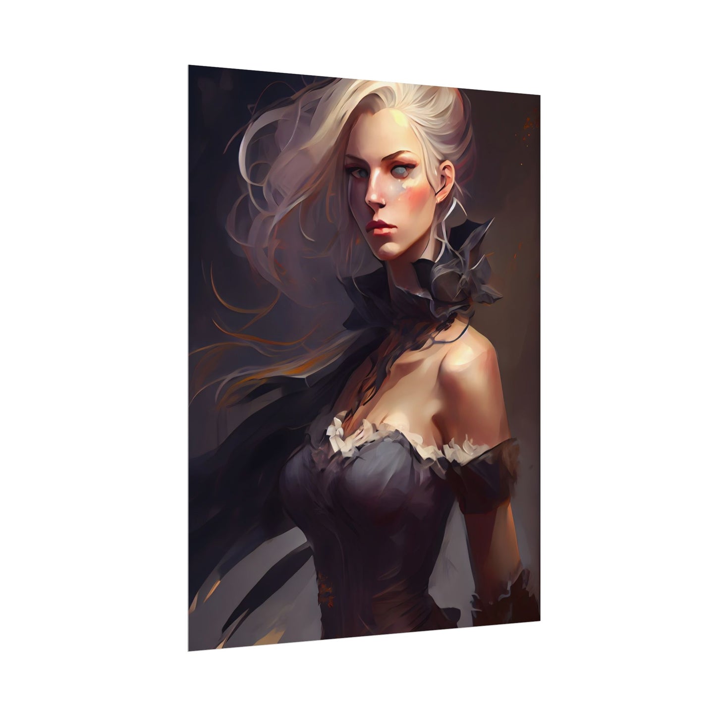 Elegant Blonde Beauty: Whirling Portrait Art - Poster