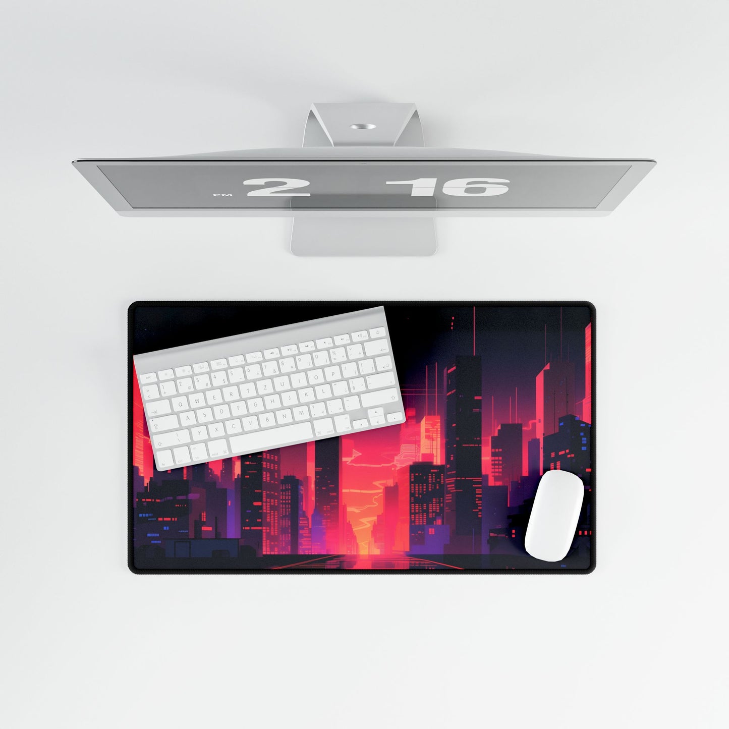 Cyberpunk Night City: Melancholic Digital Artwork - Desk Mat