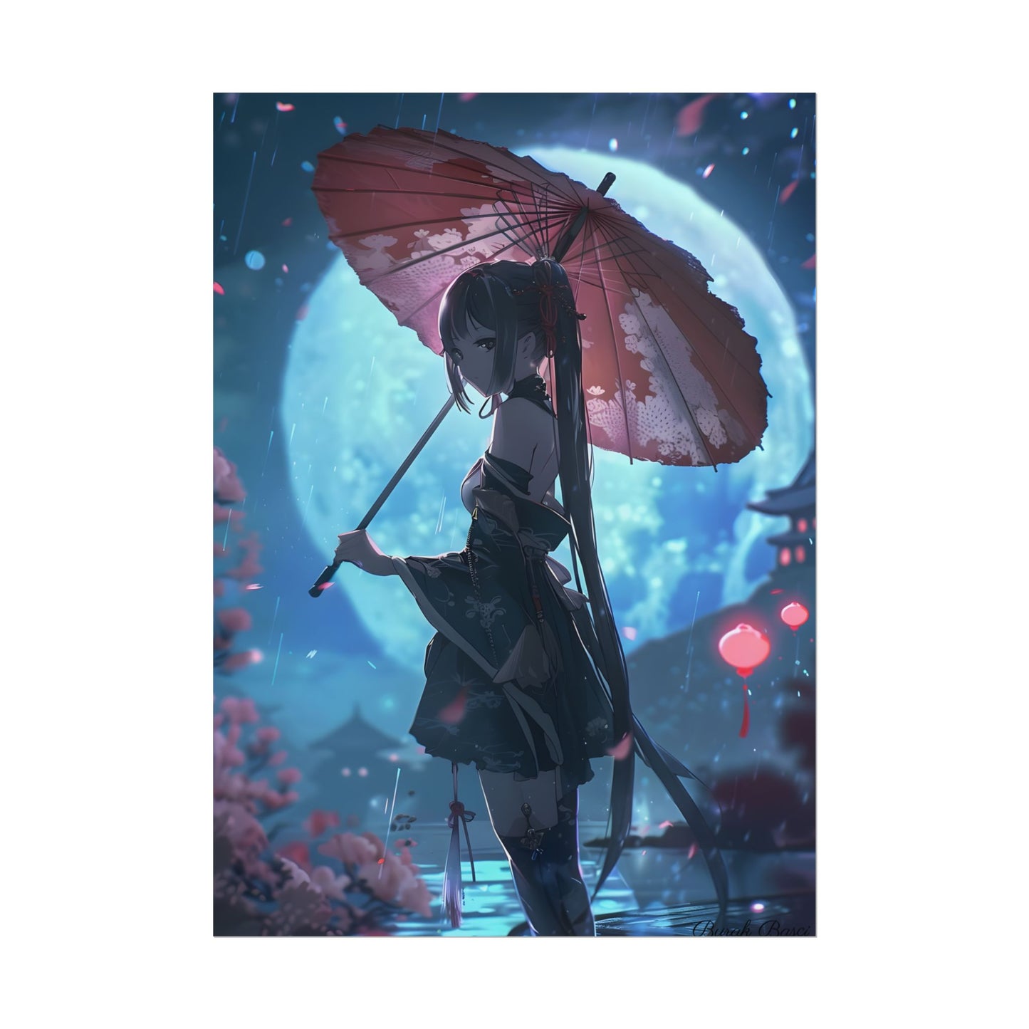 Anime Winter Girl: Gentle Snow Scene Art - Poster