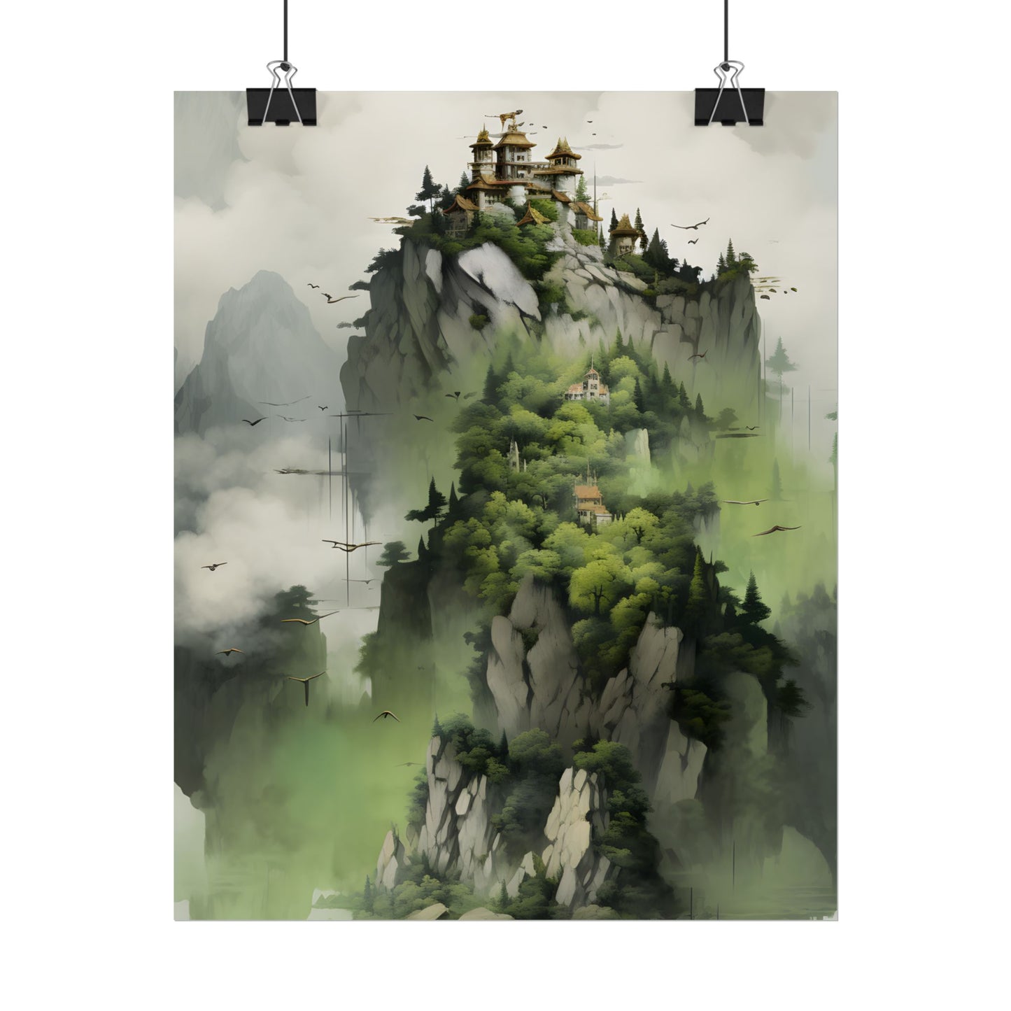 Landscape Masterpiece: Vibrant Ash Magenta & Moss Green Nature Scene - Poster