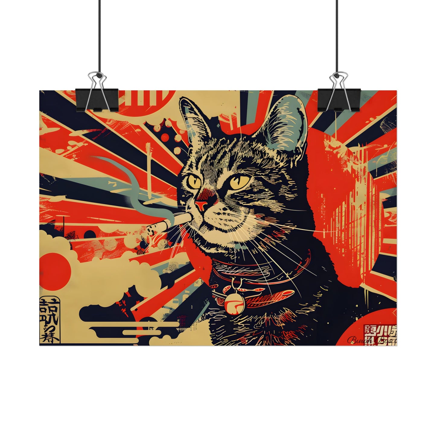 Whimsical Urban Wildlife: Cat Art in a Bolstered Setting - Poster