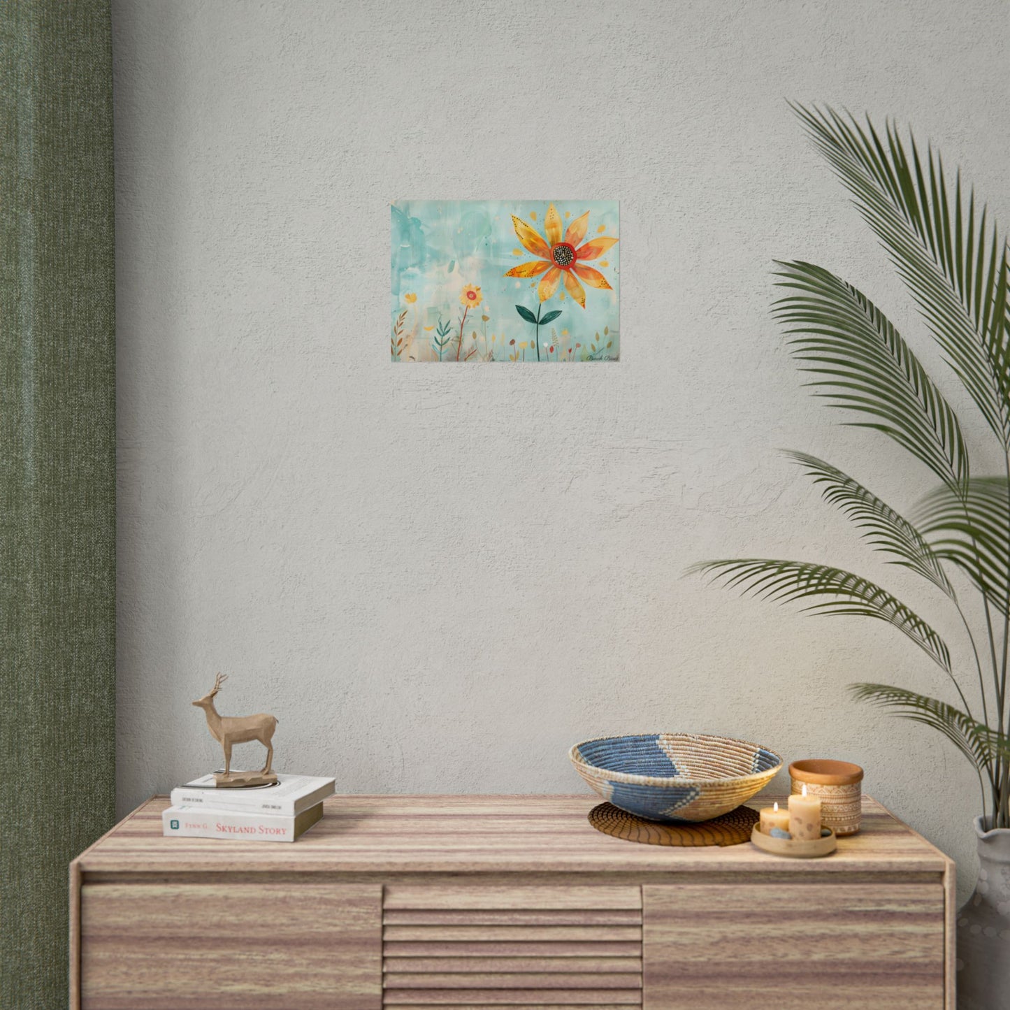 Blooming Growth: Whimsical Flower with Mindset Message Art - Poster