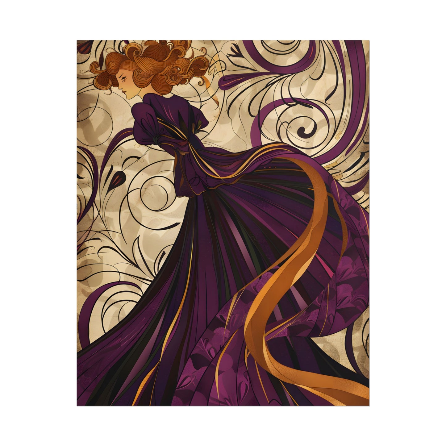 Art Nouveau Masterpiece: Elegant Geometric Design - Poster