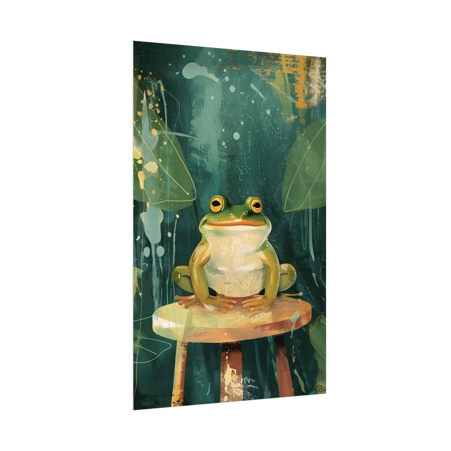 Whimsical Frog Cartoon: Colorful Ta Illustration - Poster