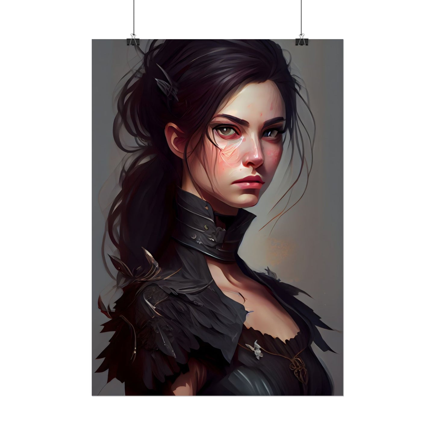 Artistic Female Portrait: Elegant Dress Digital Artwork - Poster