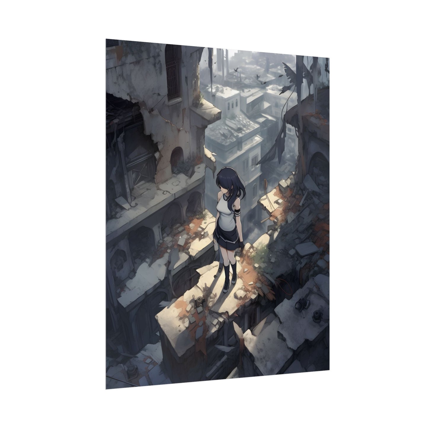 Anime Bird in Flight: Delicate Details in Mid-Air - Poster
