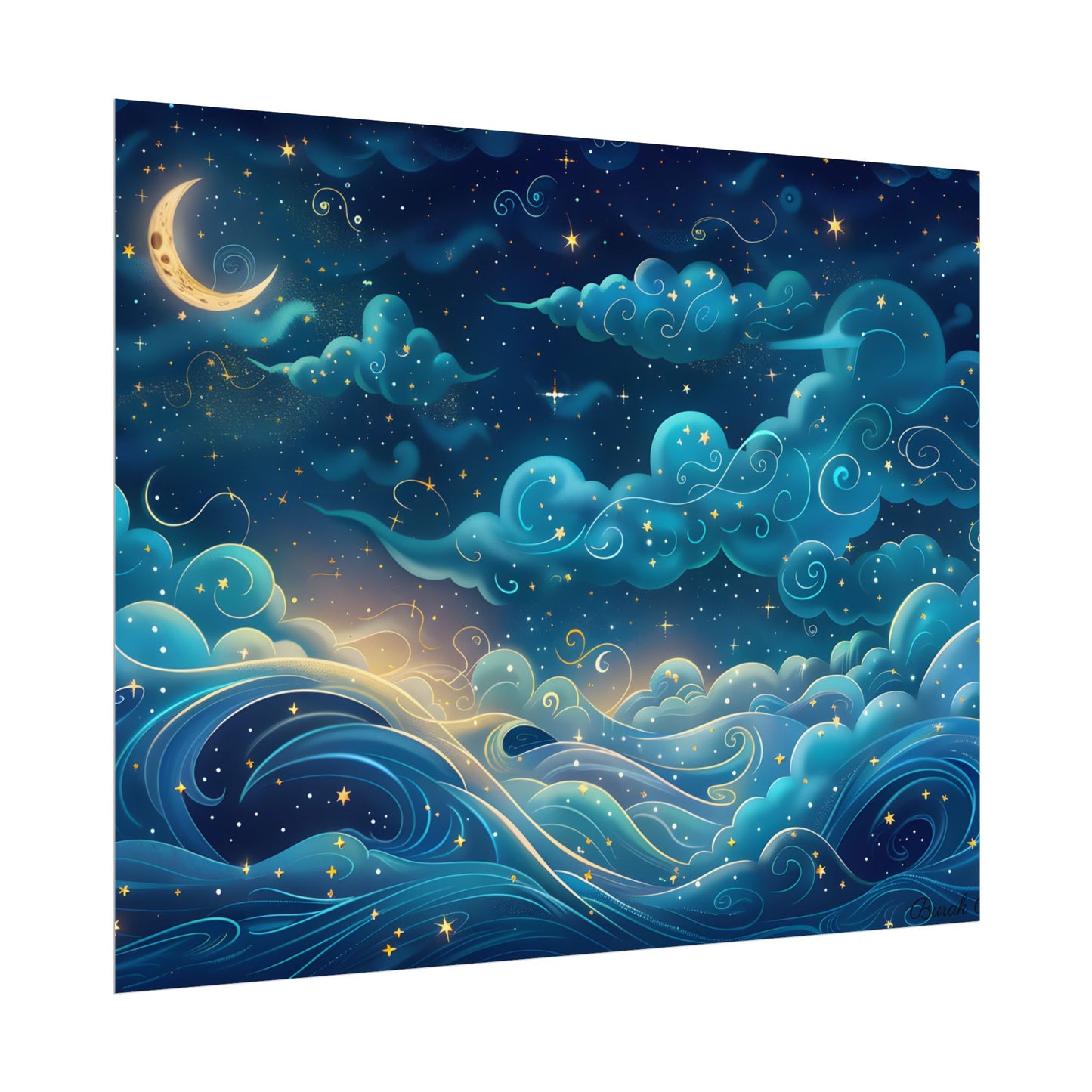 Twinkling Stellar Night Sky: Whimsical Dreamy Artwork - Poster