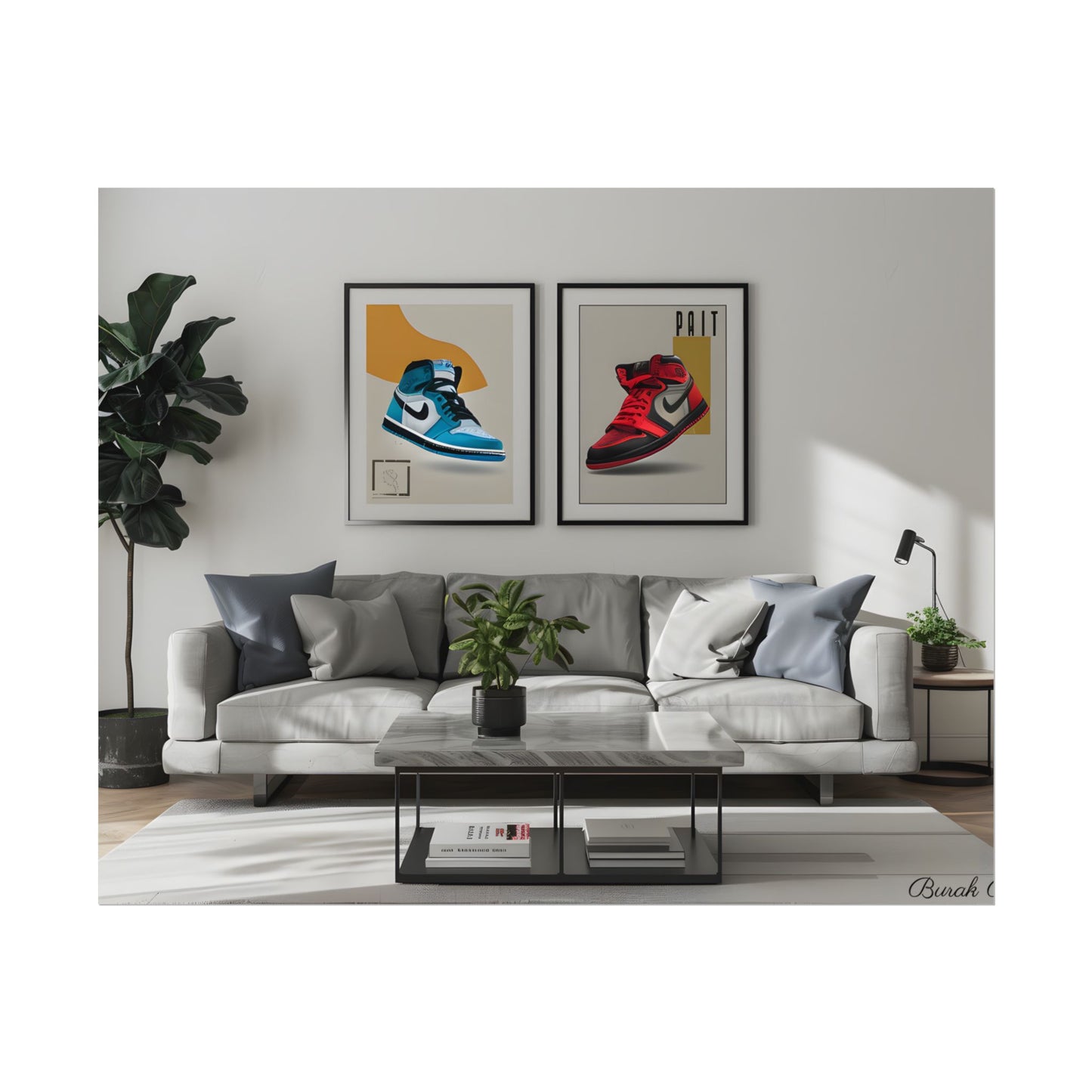 Minimalist Modern Living Room: Neutral Colors & Natural Light Art - Poster