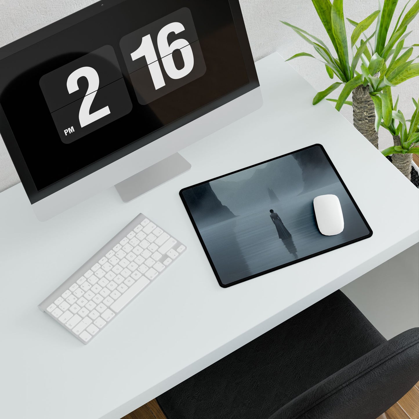 Soft Focus Portrait: Gentle Moment in Quiet Space - Desk Mat