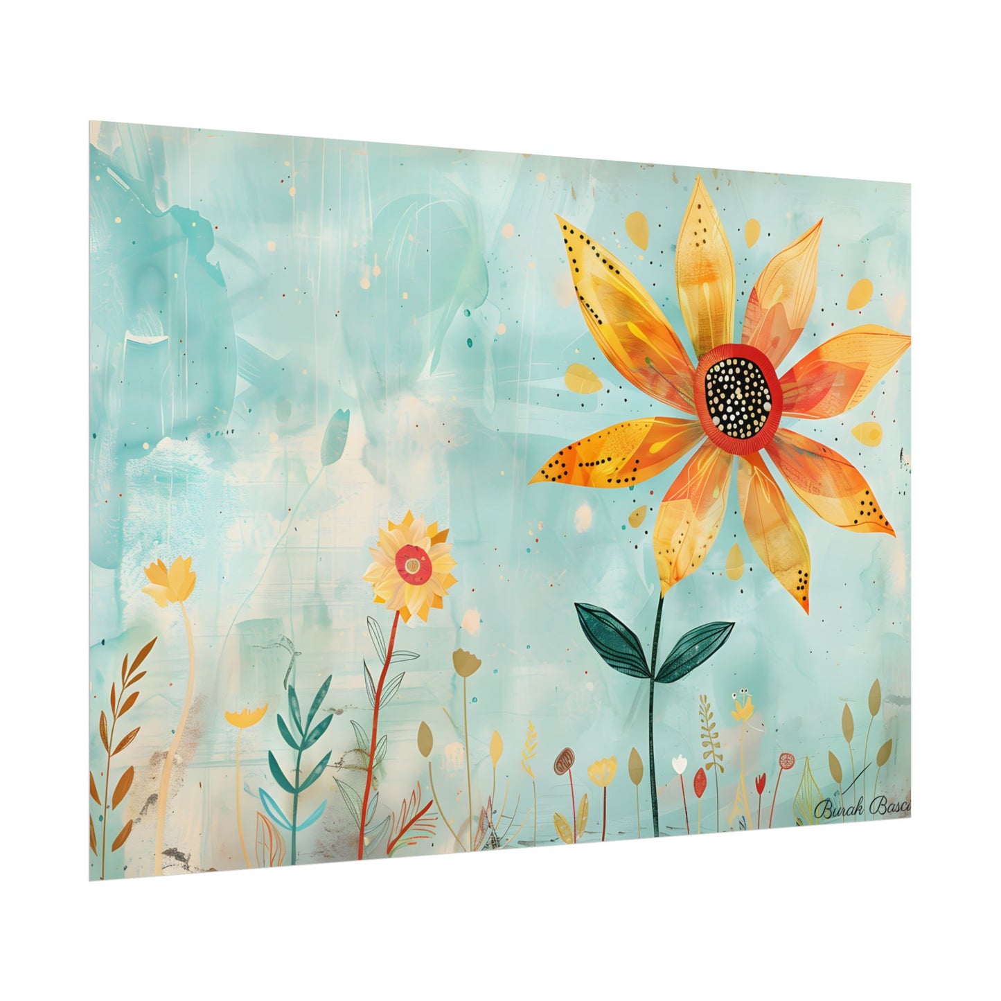 Blooming Growth: Whimsical Flower with Mindset Message Art - Poster