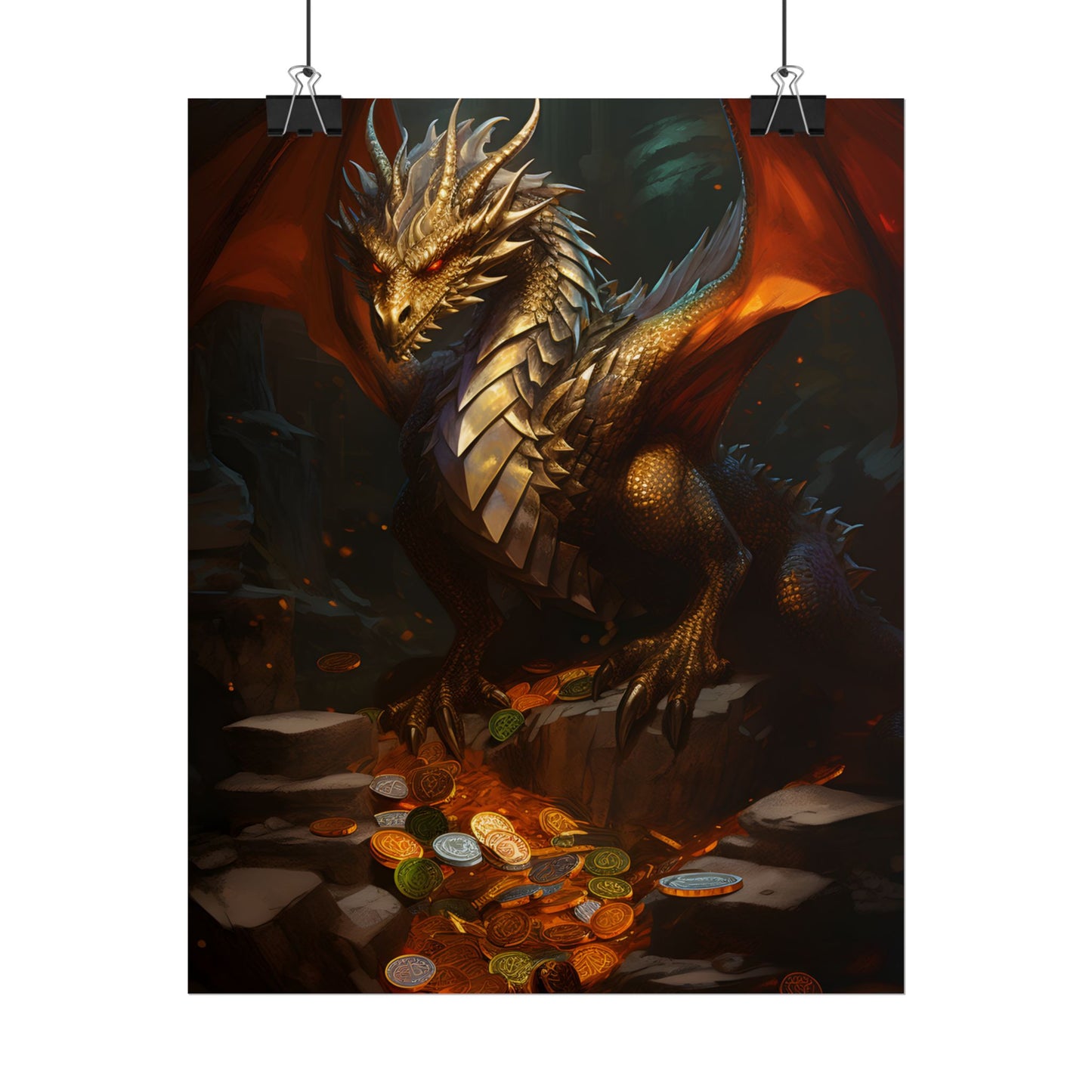 Ancient Fantasy Dragon Guard: Majestic Creature Art - Poster