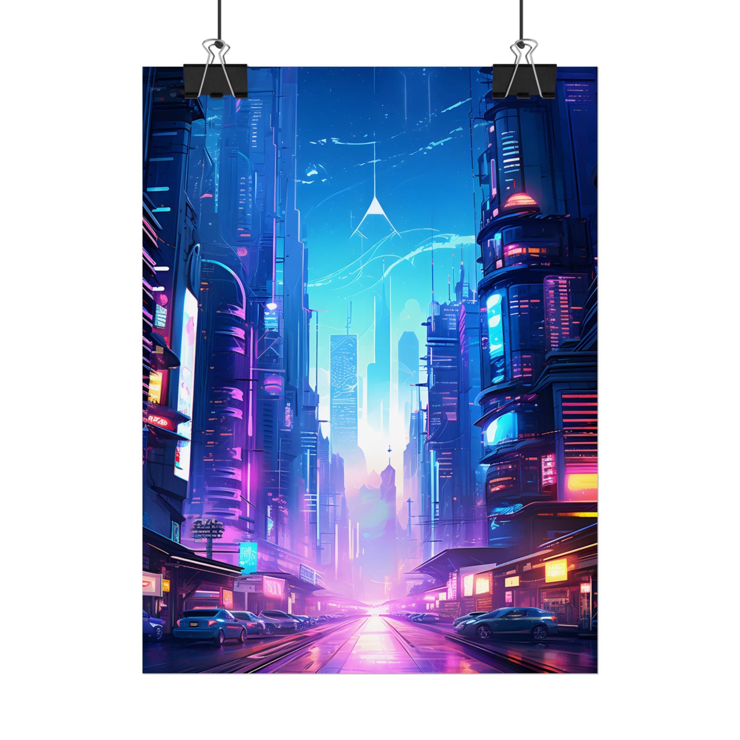 Futuristic Cityscape: Cyberpunk Dystopia Digital Artwork - Poster