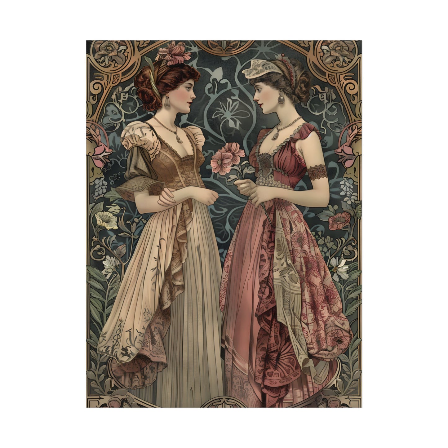 Women in Ornate Attire: Formal Primrose Ceremony - Poster