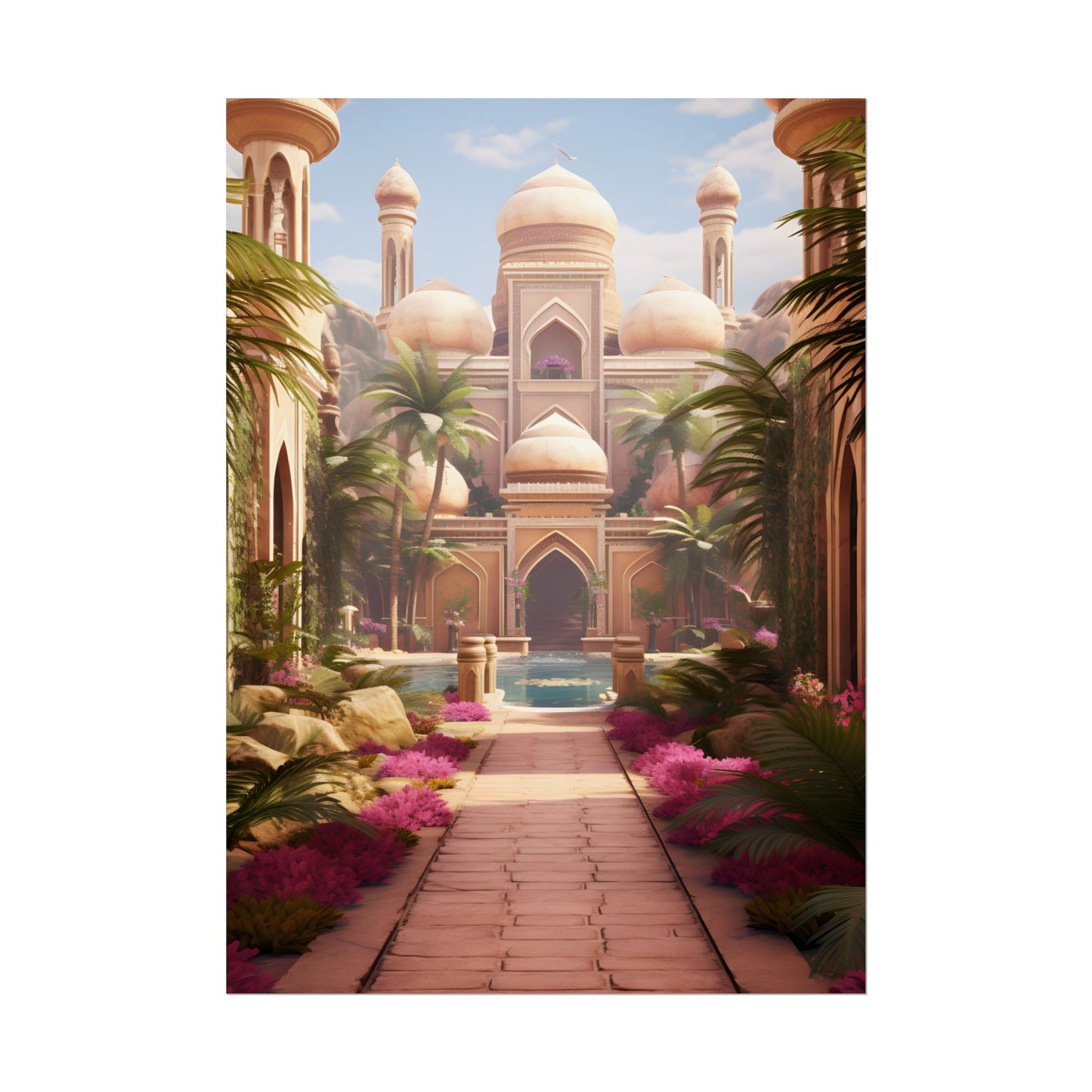 Hidden Arabian Desert Paradise: Serene Oasis Art - Poster