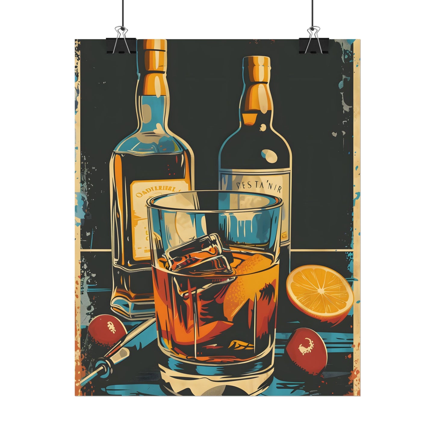 Vintage Cocktail Hour: Old-Fashioned Glass Artwork - Poster