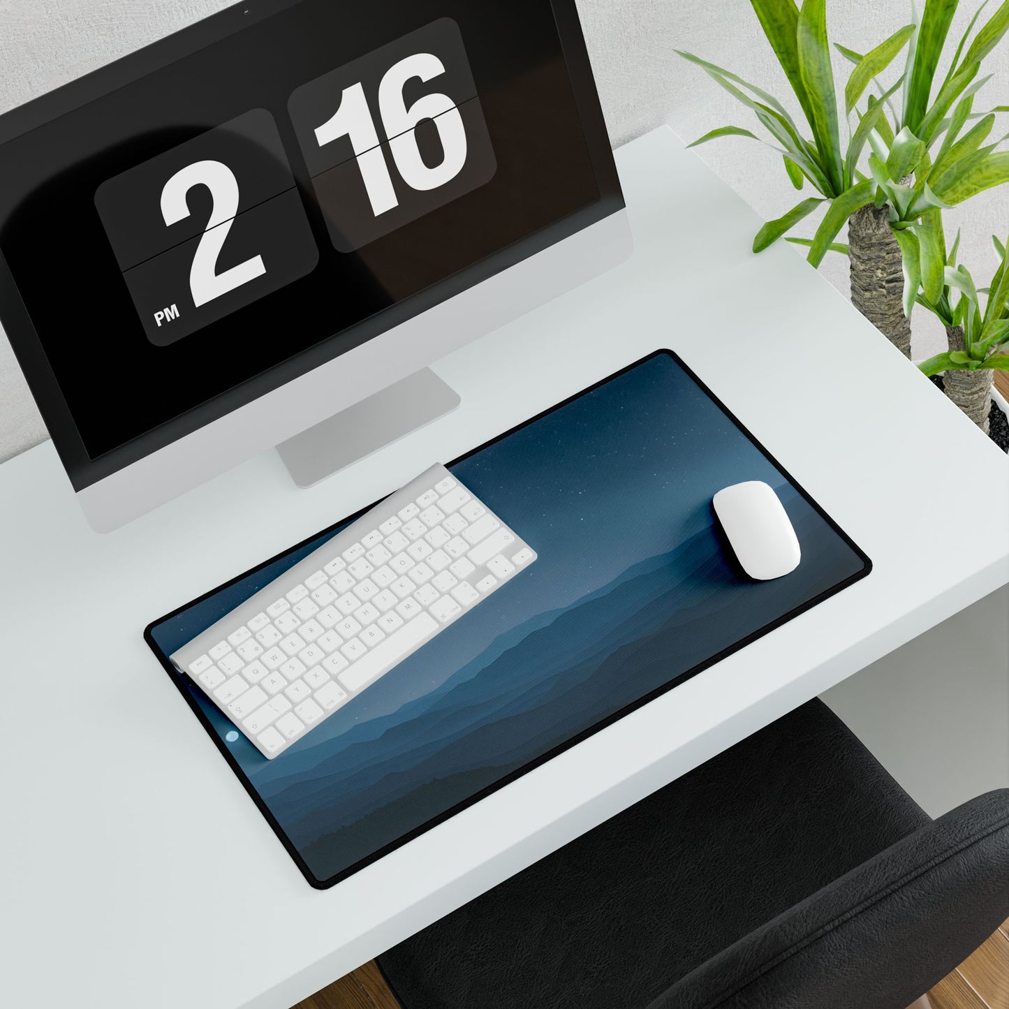 Minimalist Night Sky: Tranquil Artwork - Desk Mat