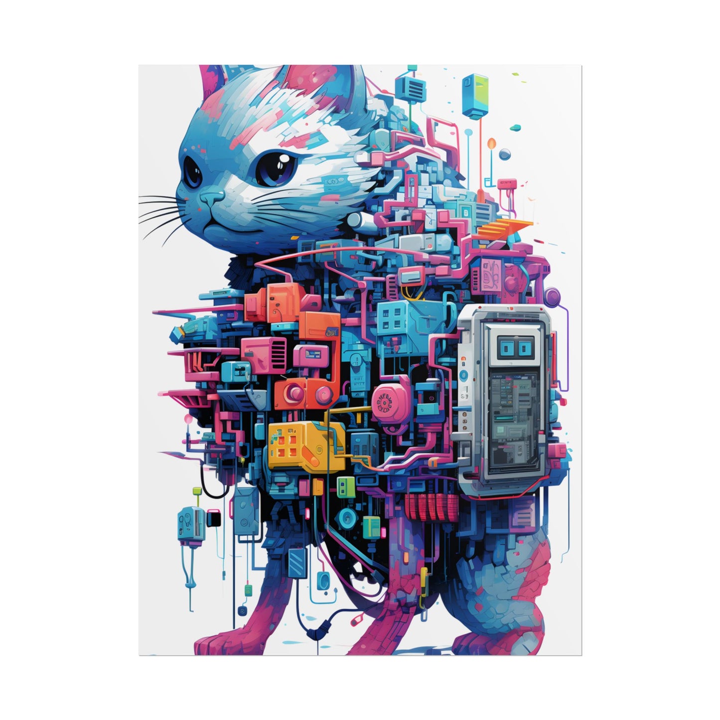 Whimsical Pixelated Cyber Pet: Retro-Style Digital Art - Poster