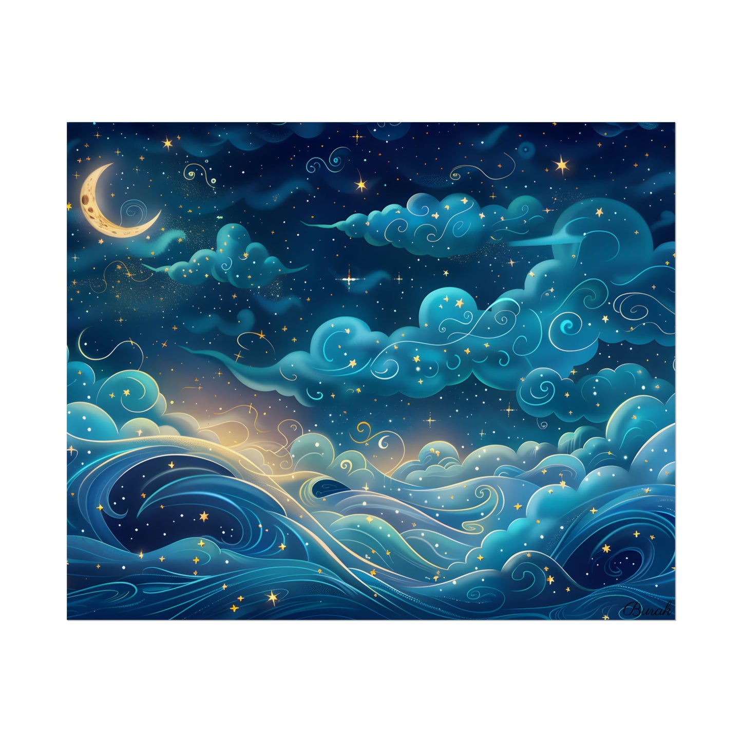 Twinkling Stellar Night Sky: Whimsical Dreamy Artwork - Poster