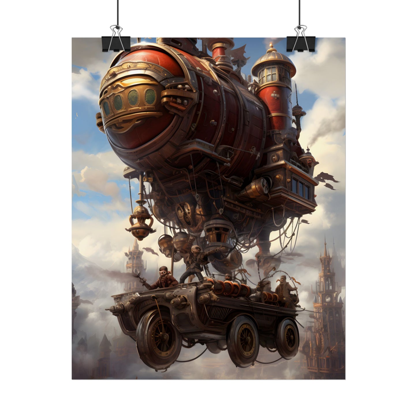 Steampunk Sky Liner Showdown: Vibrant Airship Race - Poster