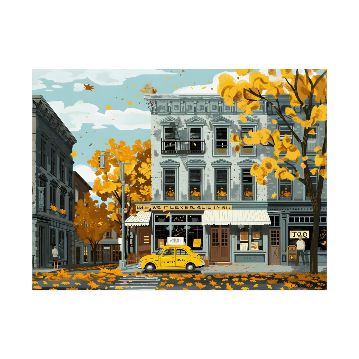 Whimsical Yellow Building: Ornate Illustration Artwork - Poster
