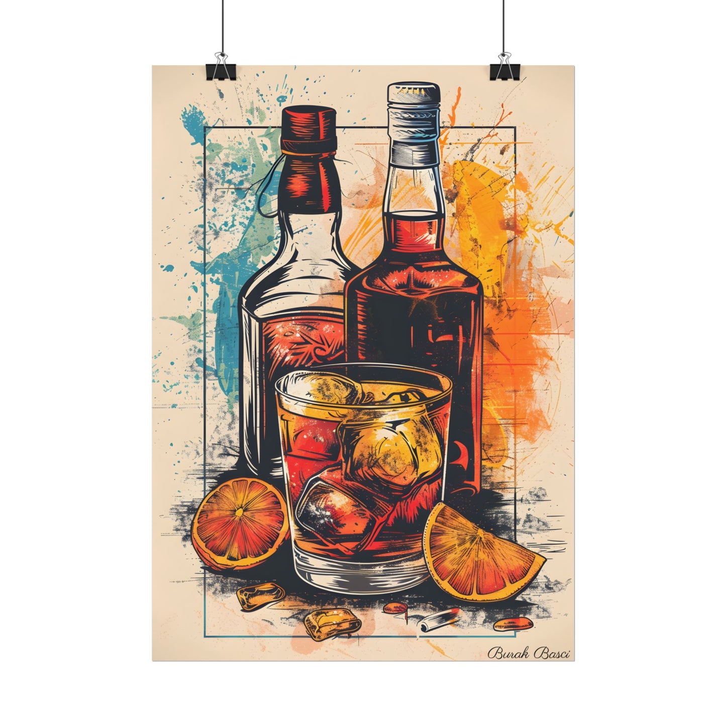 Vintage Cocktail Hour: Old-Fashioned Glass Art Poster - Poster
