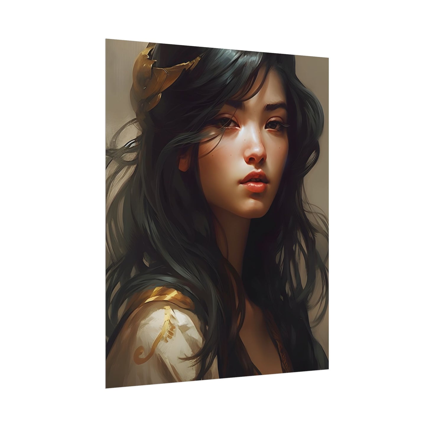 Astonishing Black Haired Portrait: Digital Artwork - Poster