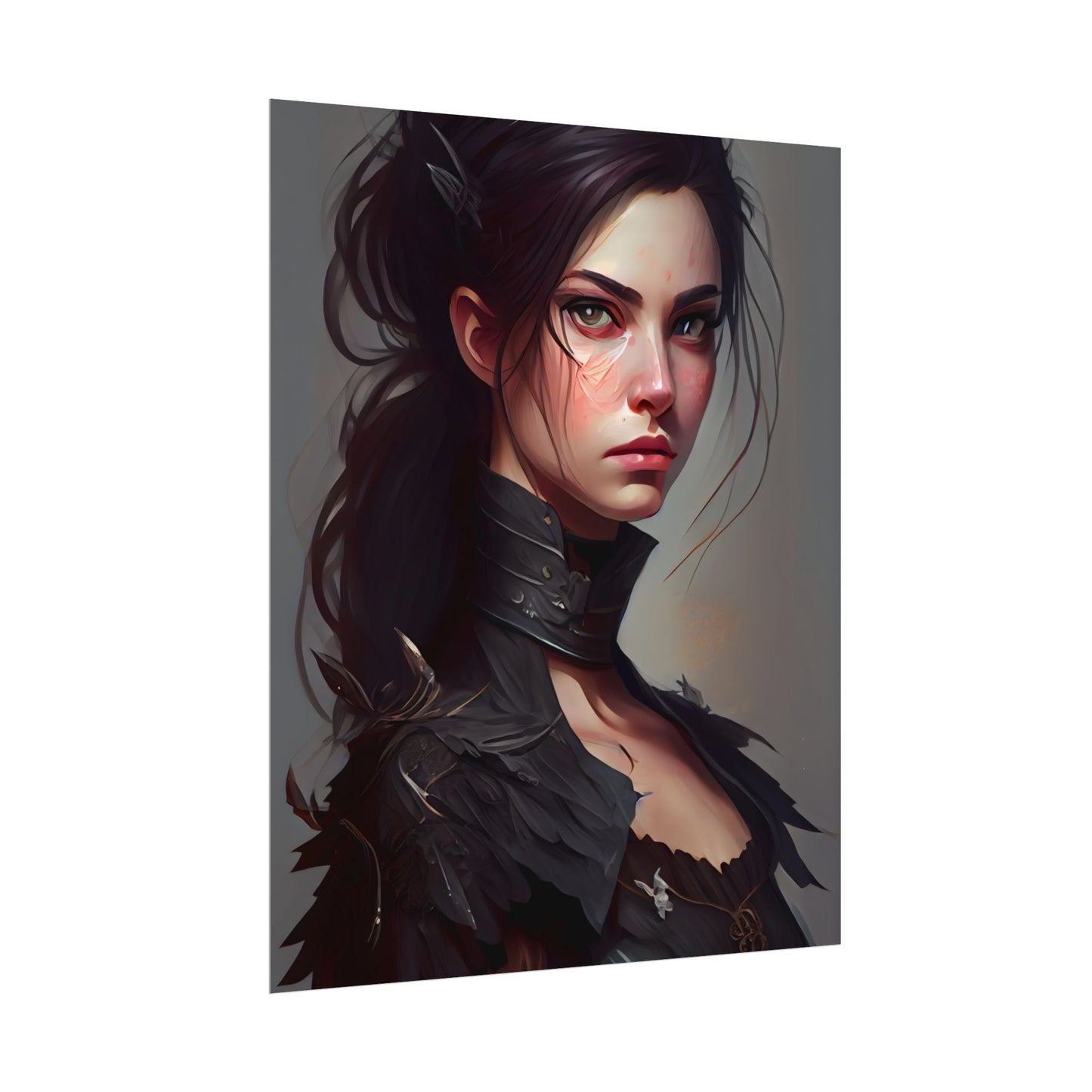 Artistic Female Portrait: Elegant Dress Digital Artwork - Poster