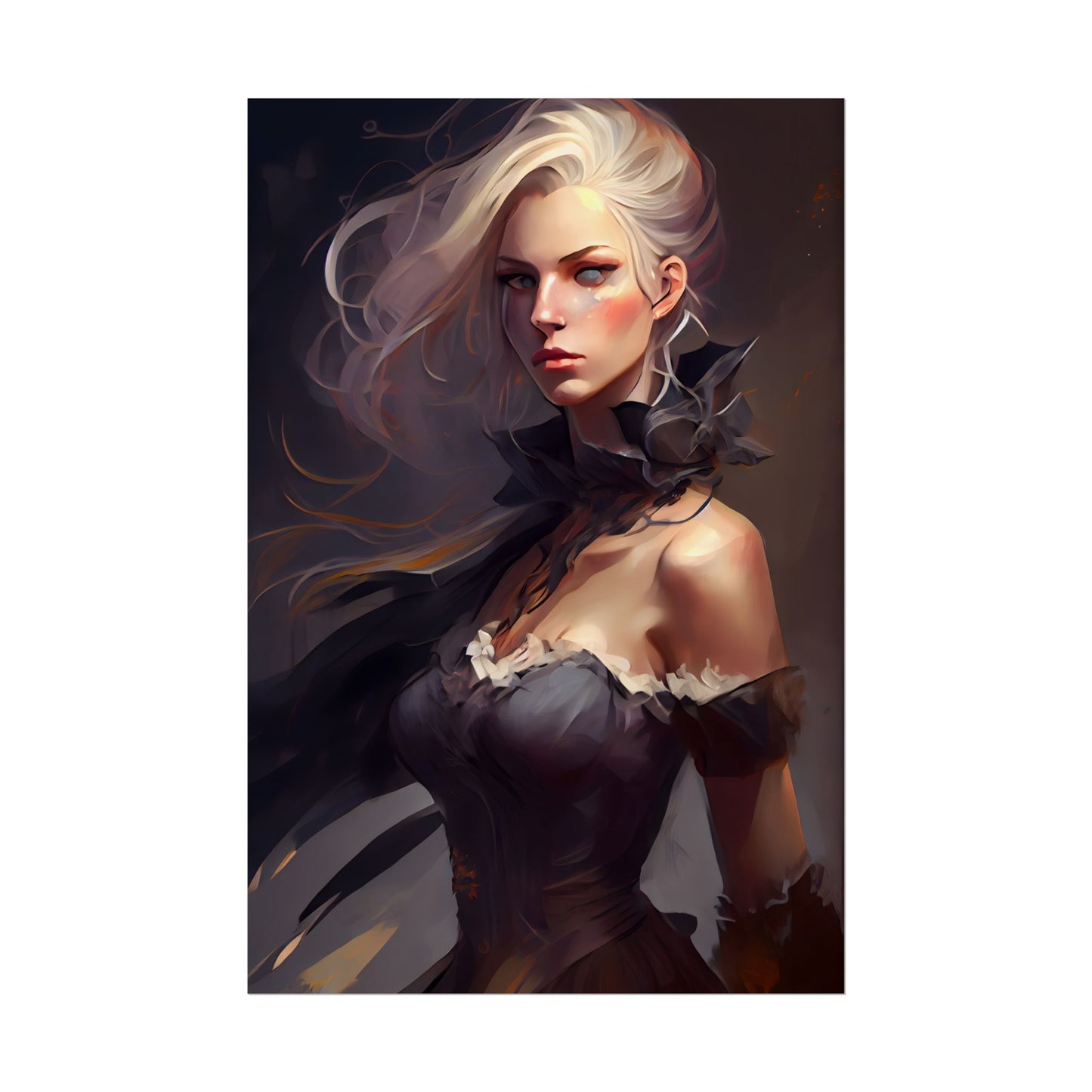 Elegant Blonde Beauty: Whirling Portrait Art - Poster