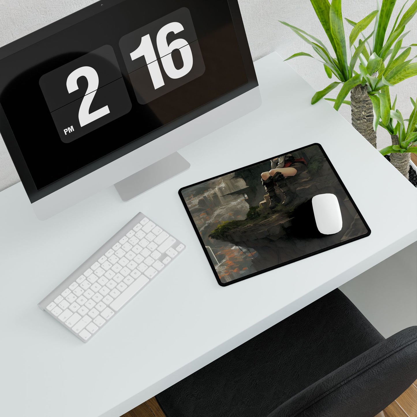 Dramatic Anime Bird's Eye View: Action-Packed Digital Art - Desk Mat