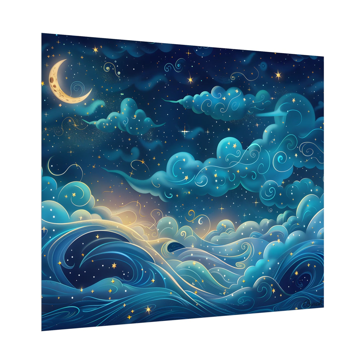 Twinkling Stellar Night Sky: Whimsical Dreamy Artwork - Poster