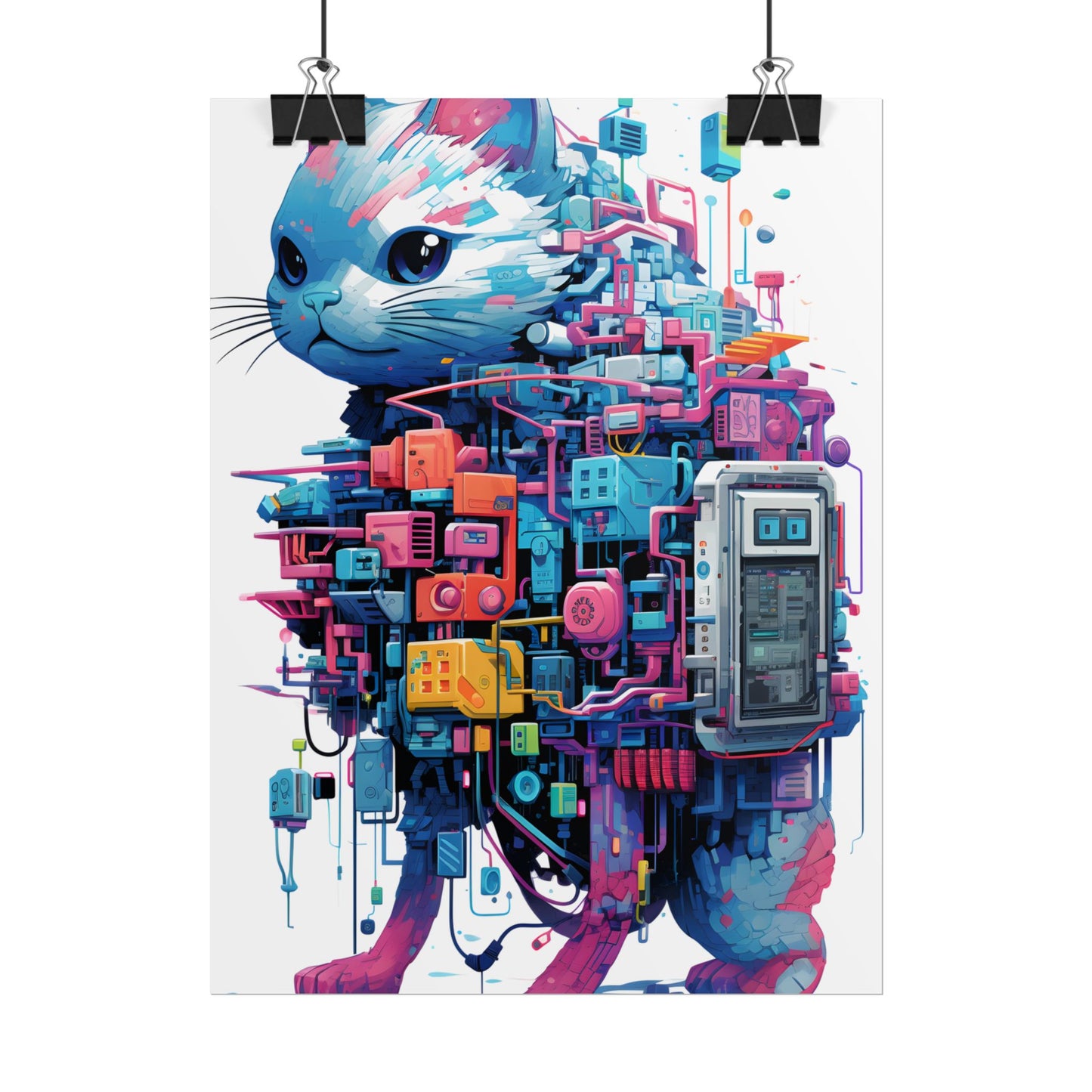 Whimsical Pixelated Cyber Pet: Retro-Style Digital Art - Poster