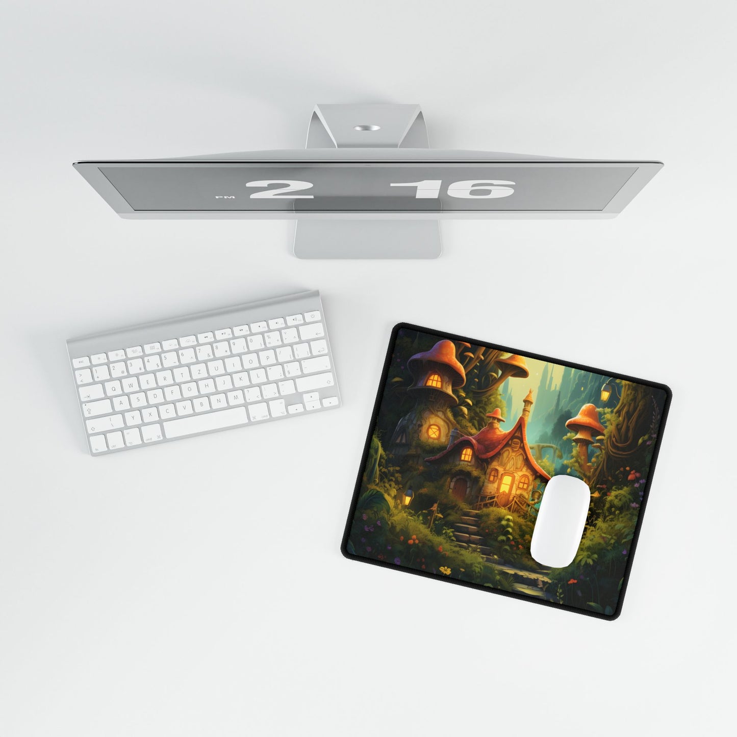 Enchanted Forest Wonder: A Young Hero in Whimsical Magic - Desk Mat