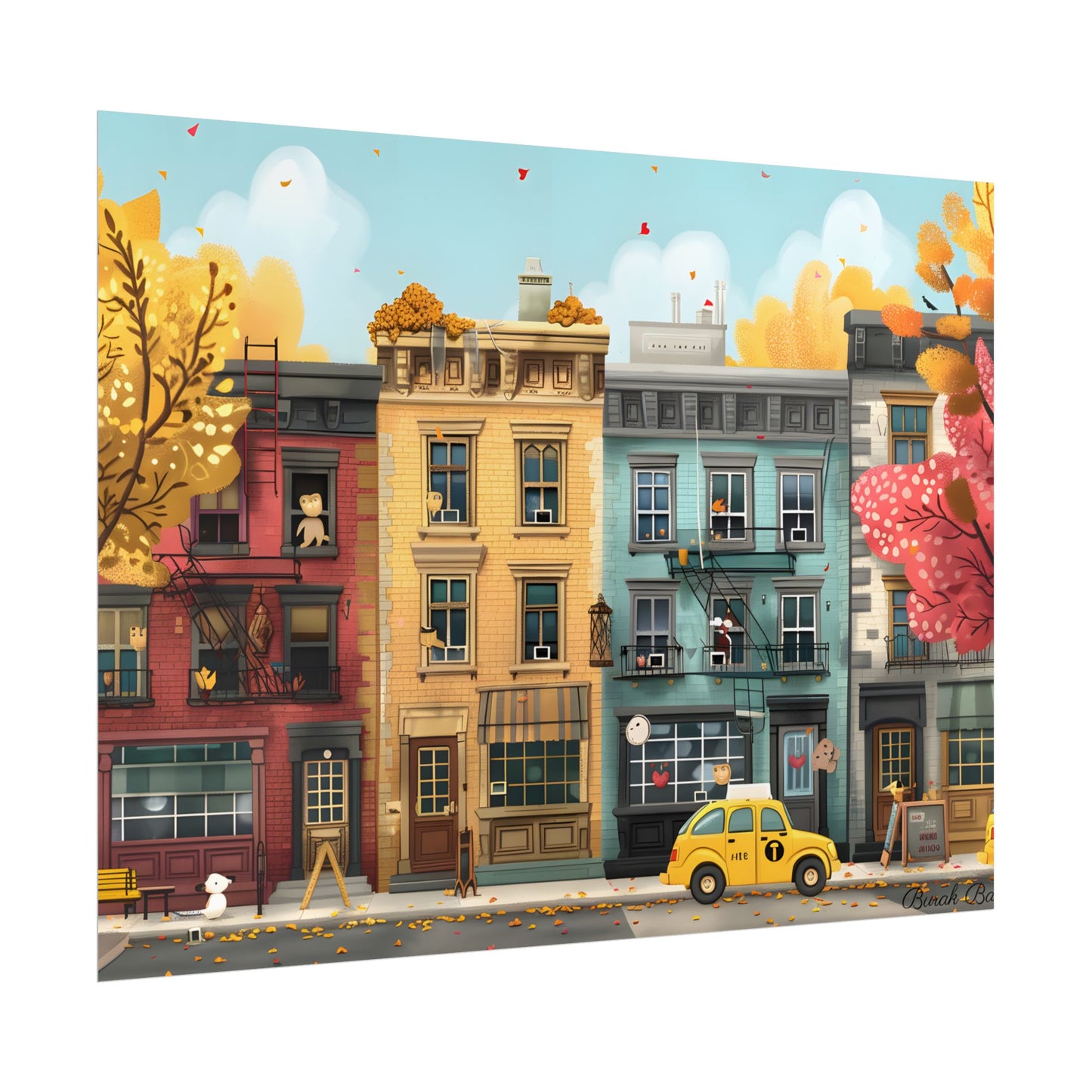 Whimsical Wonder: Playful Yellow Building Illustration - Poster