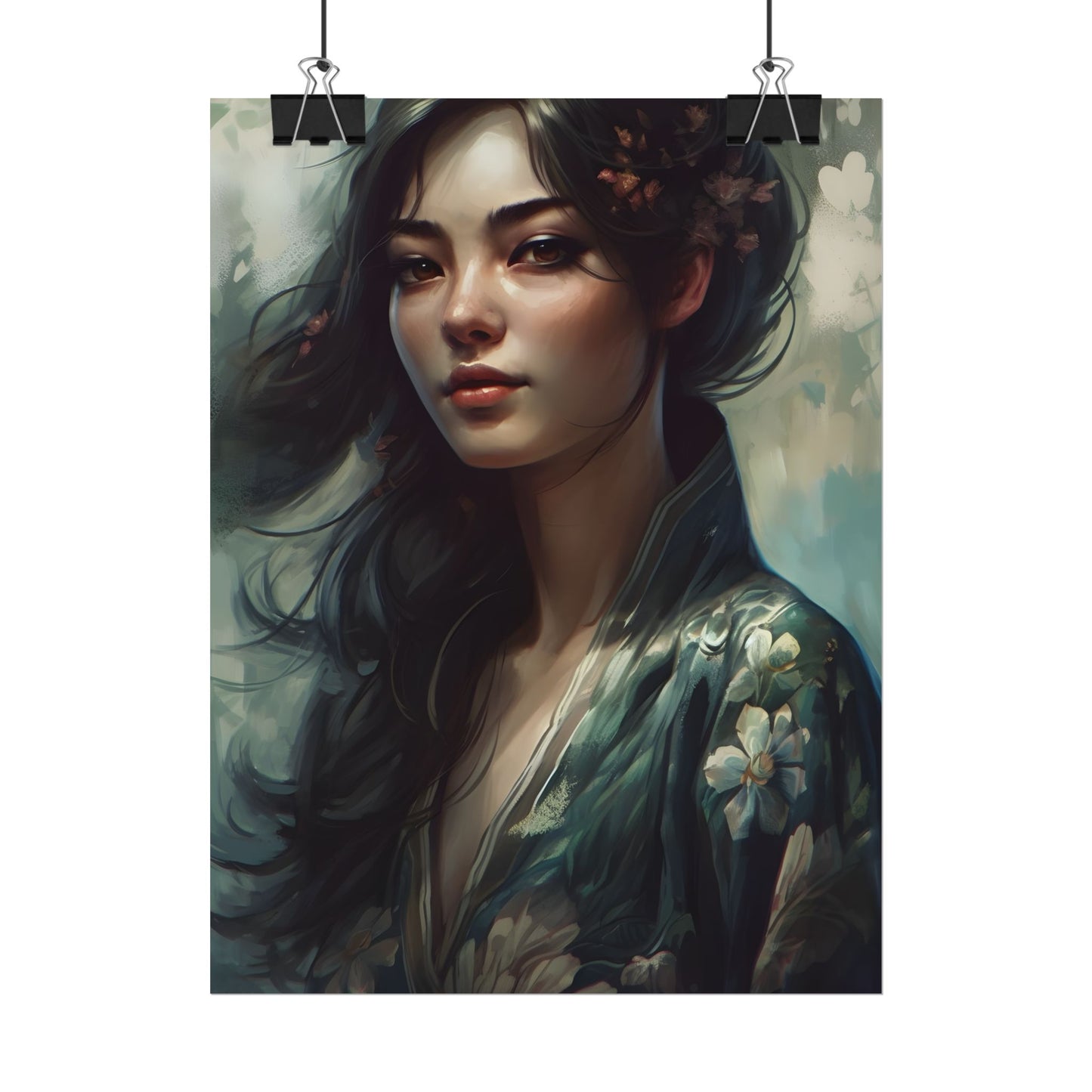 Astonishing Realistic Brown Hair Female Portrait: Studio Artwork - Poster