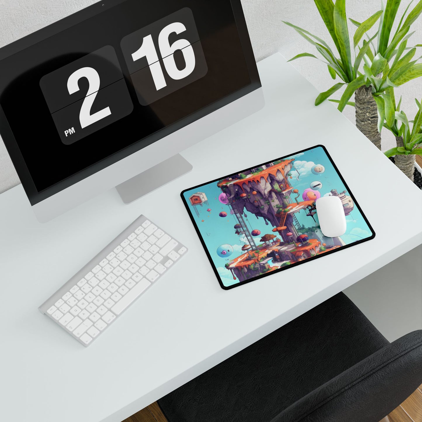 Vibrant Pixel Art: Colorful Cyber Pets World - Desk Mat