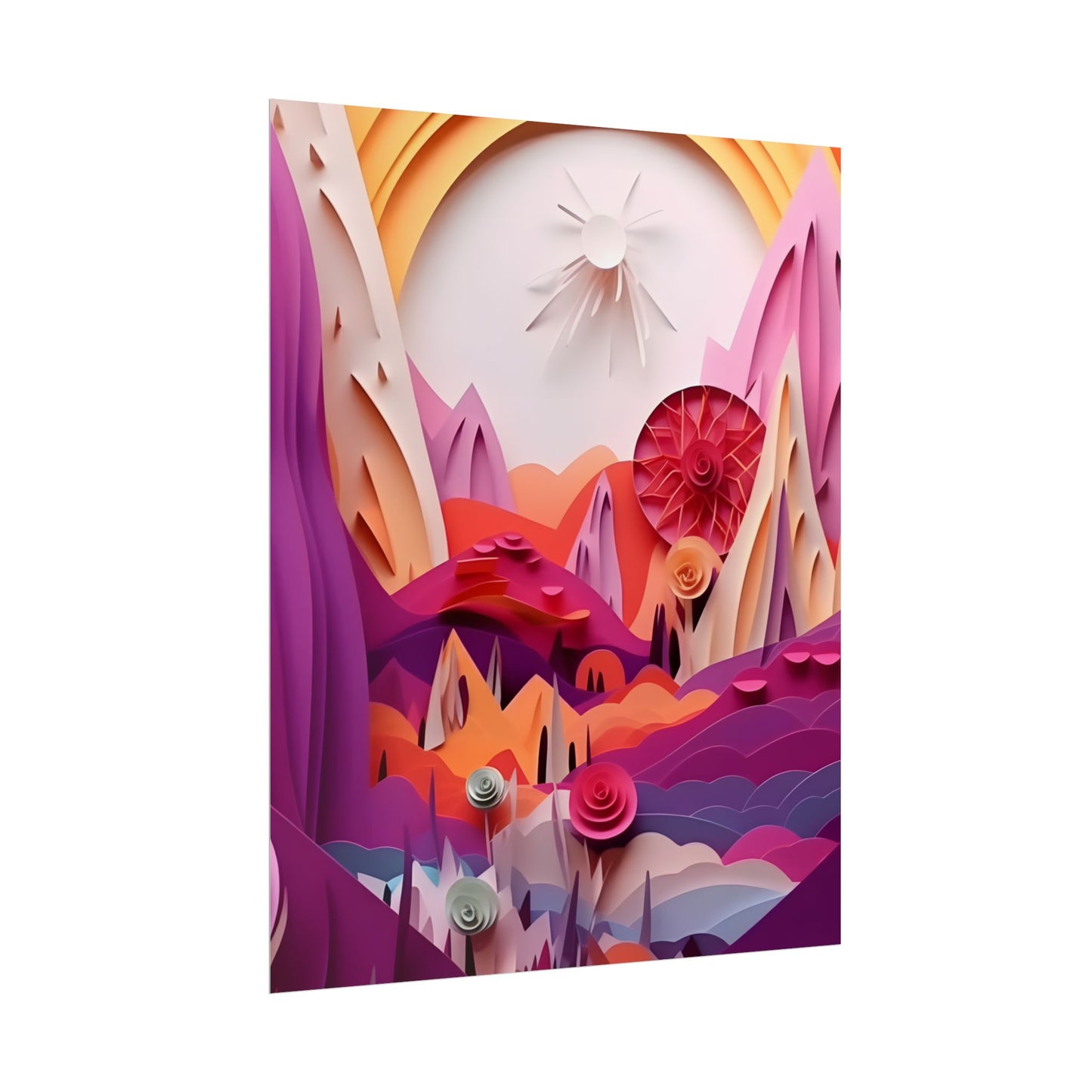 Vibrant Desert Oasis: Portrait Landscape Art Print - Poster