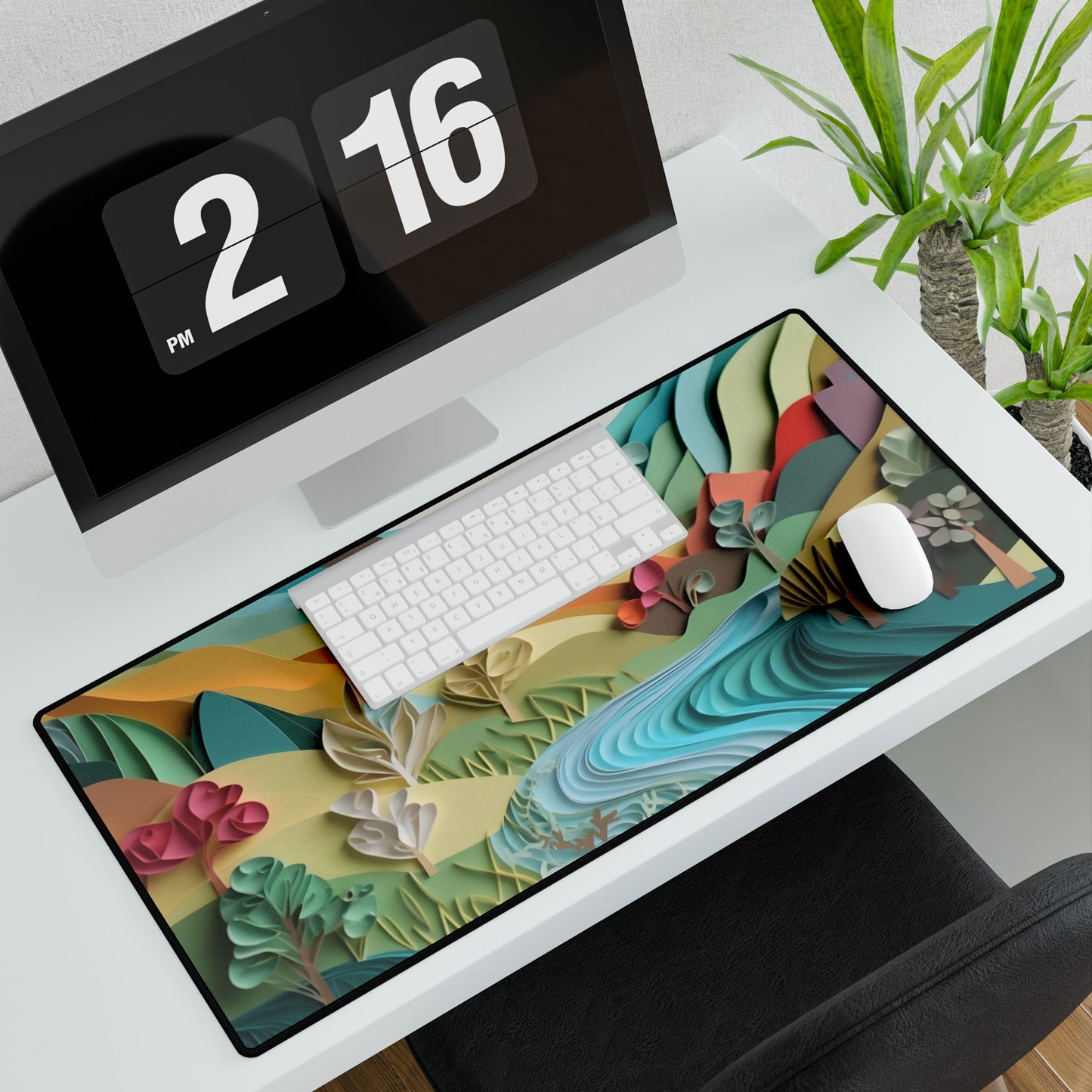 Magical Peaceful Beach: Realistic Paper Quilling Art - Desk Mat