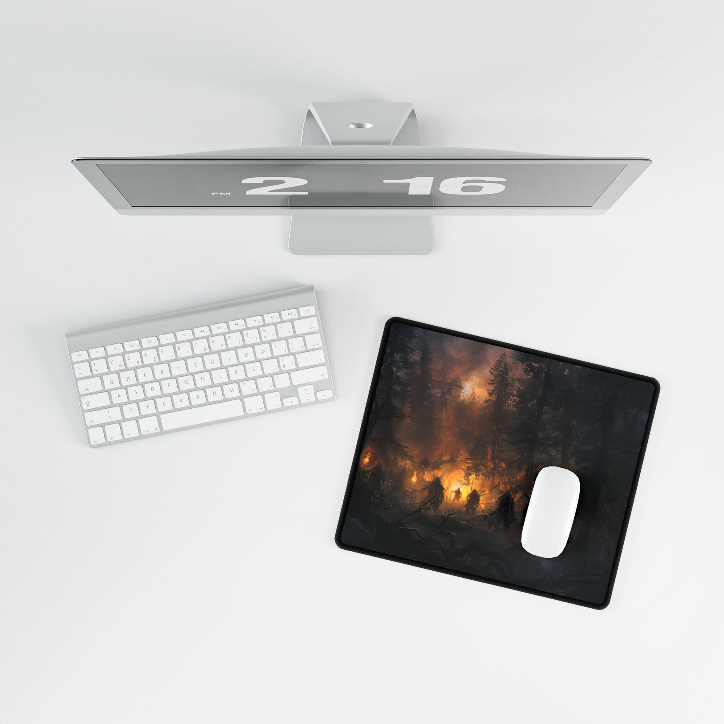 Tranquil Forest Sunset: People Connecting with Nature - Desk Mat