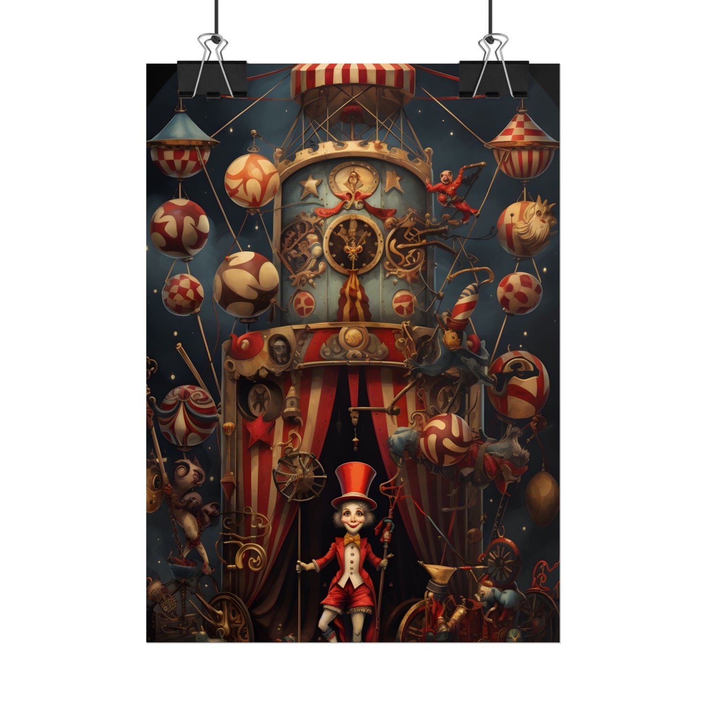 Whimsical Clockwork Circus: Fantastical Artwork - Poster