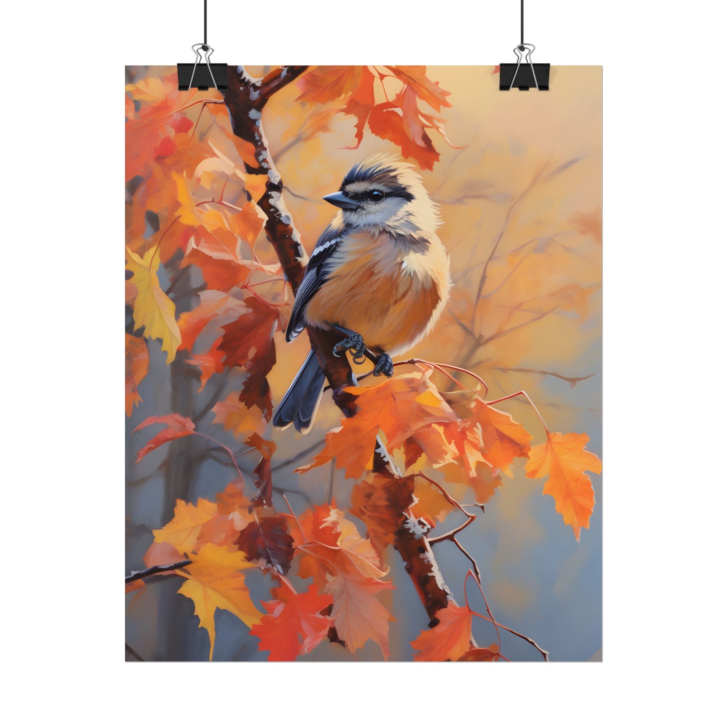 Vibrant Oak Branch: Oil Painting in Nature - Poster