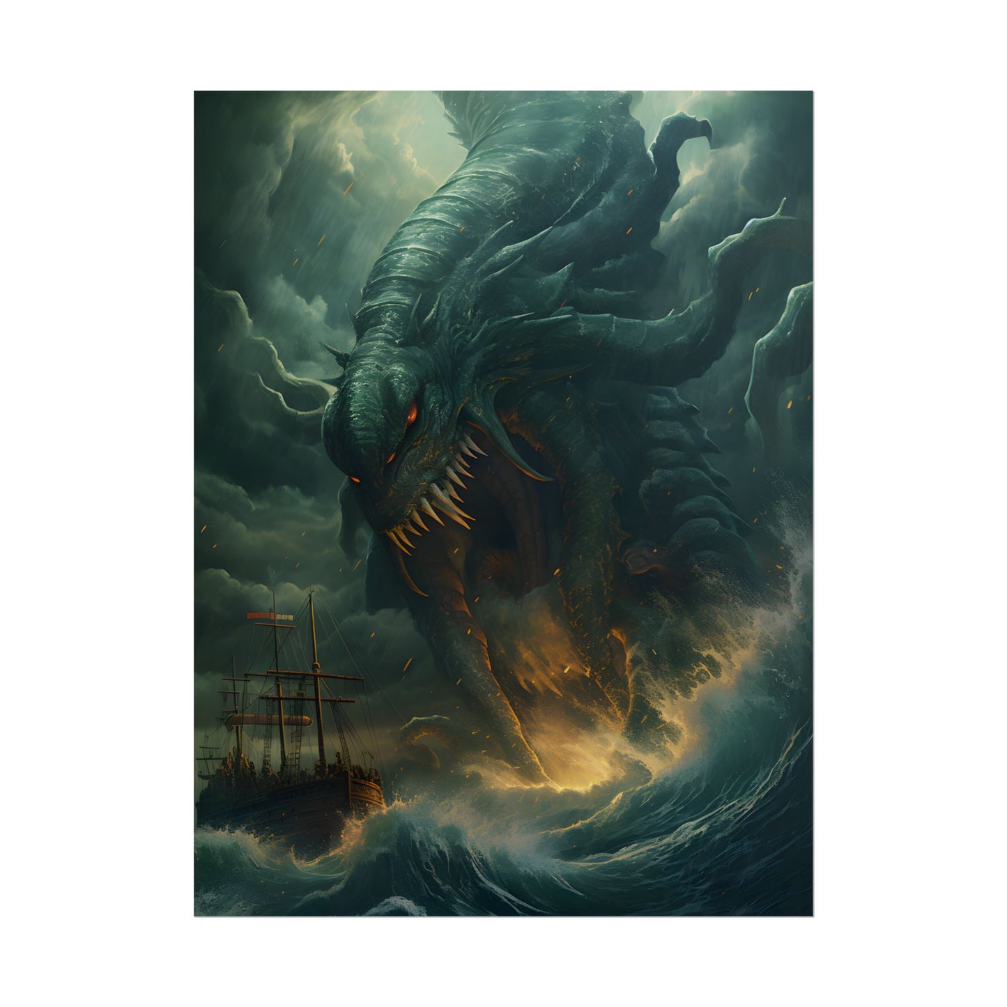 Ancient Sea Monsters: Mythical Marine Reptile Artwork - Poster